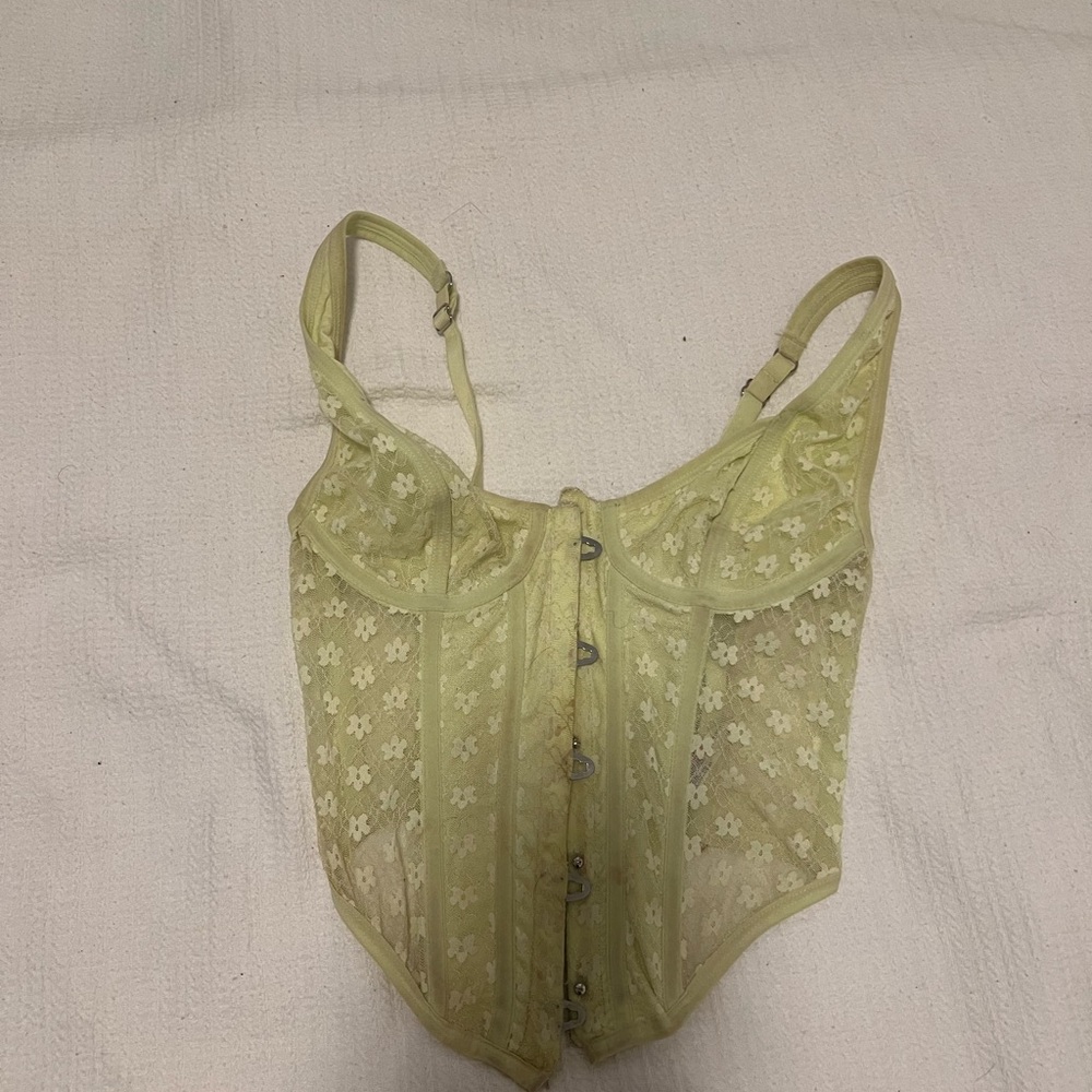 Urban Outfitters Light Green Lace Corset Top